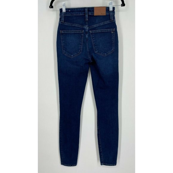 Madewell Curvy High Rise Skinny Fit Jeans Size 24T Stretch Dark Wash Denim Blue - Picture 8 of 11